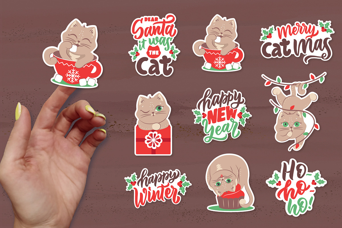 Christmas bundle. Funny Cats, an Animal Illustration by Lettering_Logo (Photo 6 of 7)