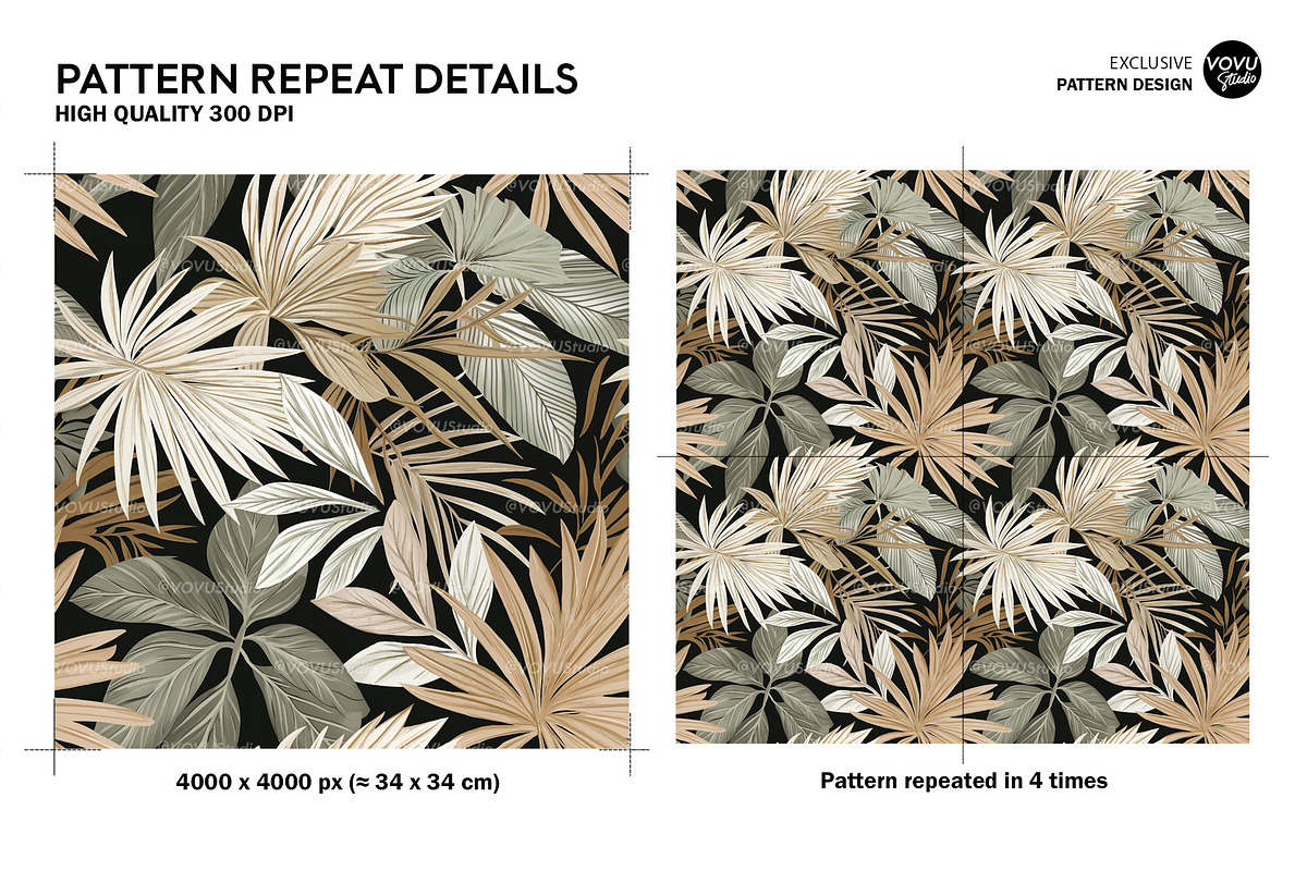 Exotic Foliage Print Pattern, a Pattern Graphic by VOVU Studio (Photo 3 of 8)
