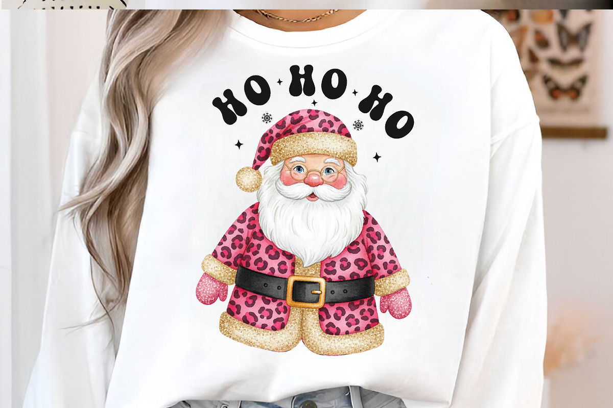 Pink Leopard Glitter Santa PNG, an Illustration by SinaCreation (Photo 3 of 7)