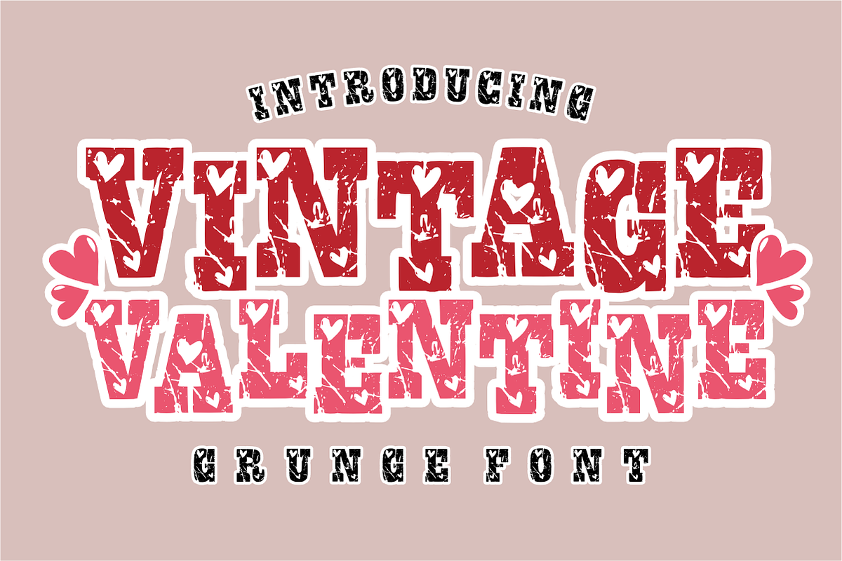 Vintage Valentine – Distressed Heart, a Slab Serif Font by KiddoGlyphs Studio (Photo 1 of 5)