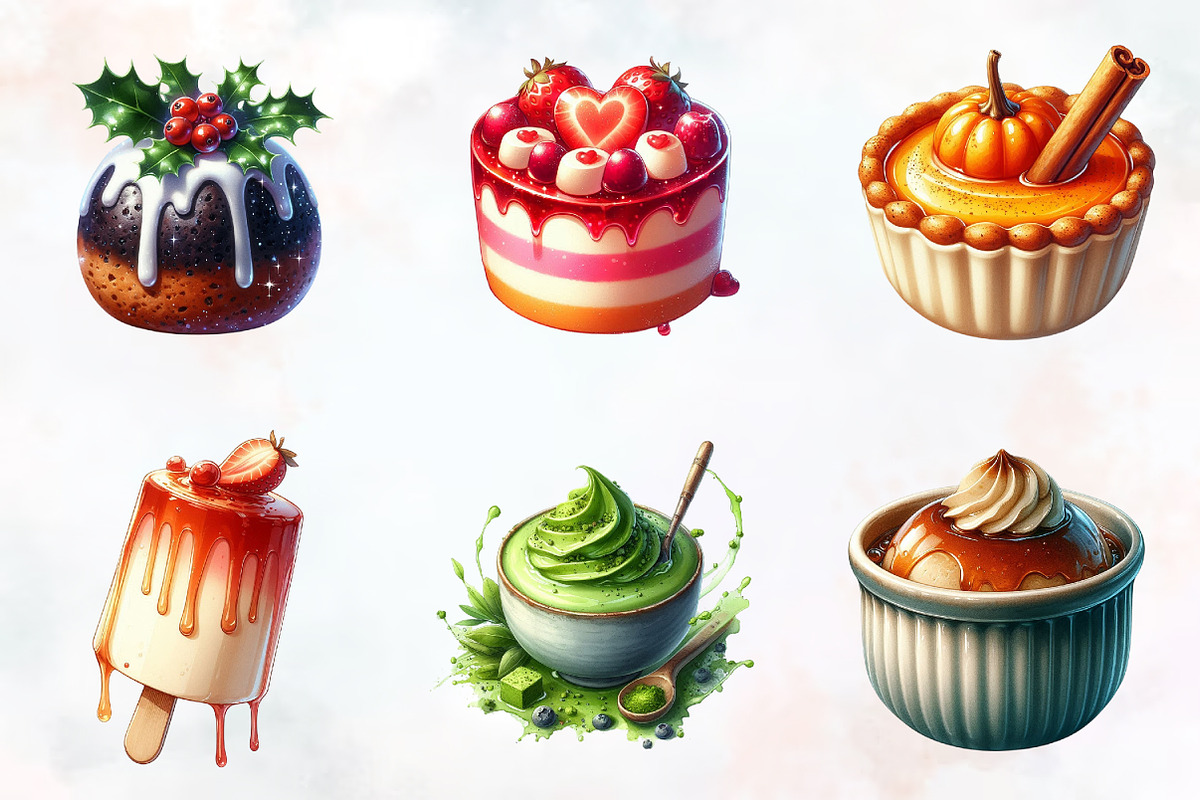 Pudding Watercolor Cliparts, an Illustration by RobertsArt (Photo 2 of 8)