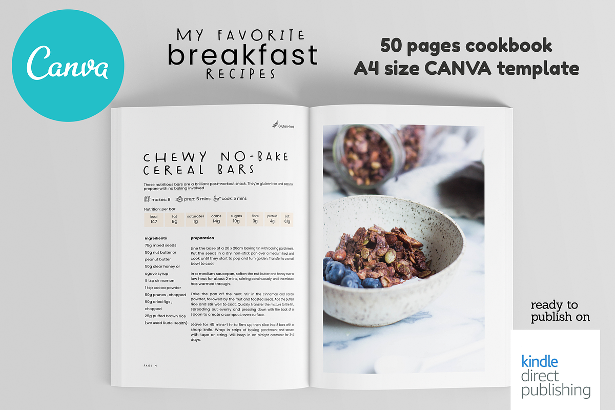 Canva Breakfast A4 Cookbook Template, a Magazine Template by DeLaGranSiete (Photo 3 of 10)