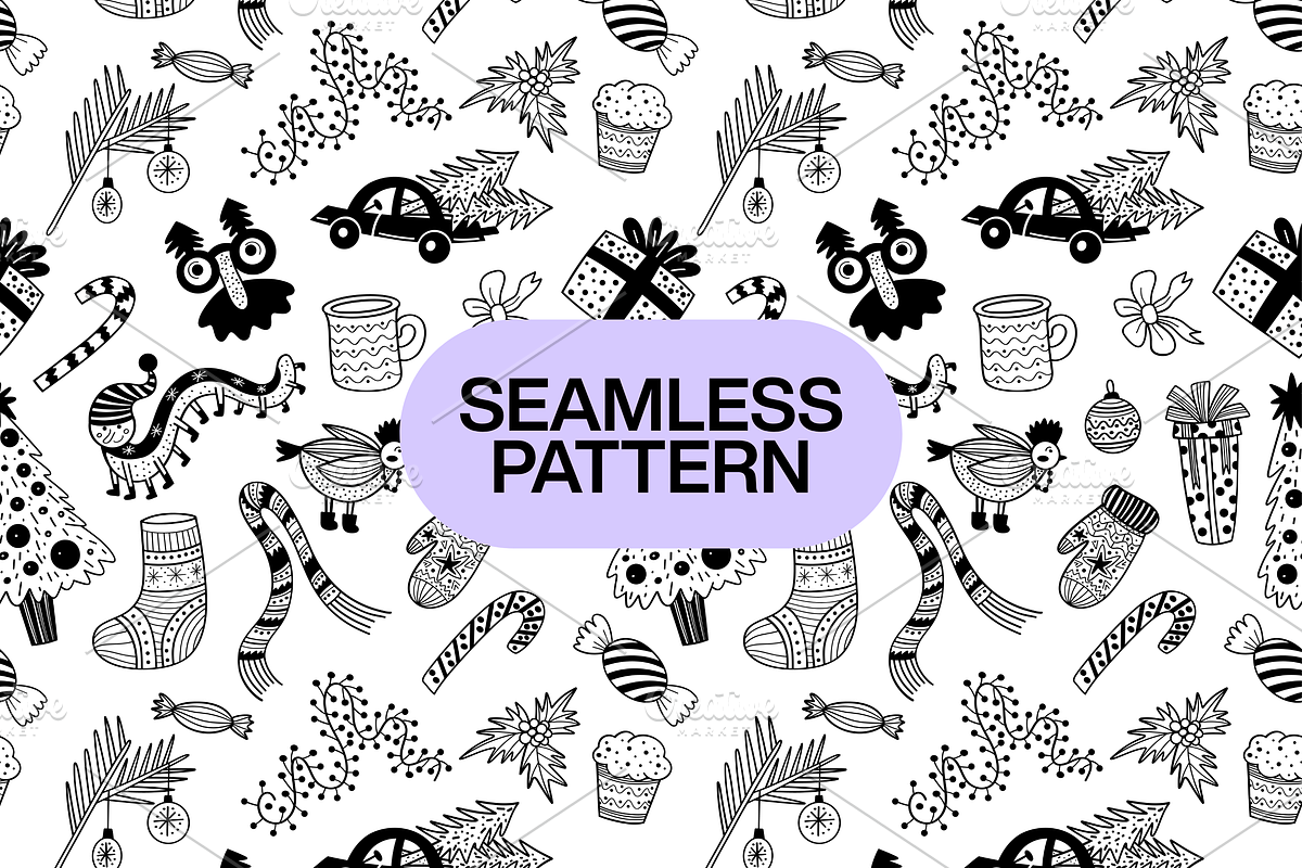 Hand Drawn Christmas Pattern, a Pattern Graphic by Art's and patterns (Photo 1 of 3)