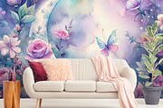 Floral Crescent Moon, a Background Graphic by Curve Design (Thumbnail 2 of 7)