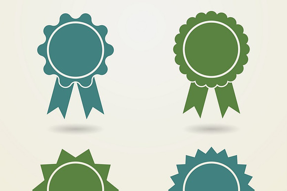 Set Of Empty Badges With Ribbons.