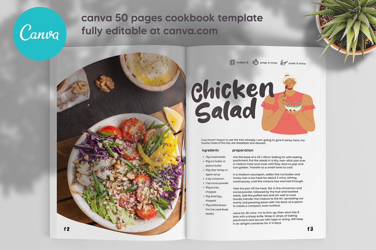 Canva Salad Recipes Cookbook Templat, a Magazine Template by DeLaGranSiete (Photo 7 of 11)