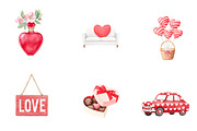 watercolor valentines day clipart, an Illustration by CreationArt (Thumbnail 3 of 7)