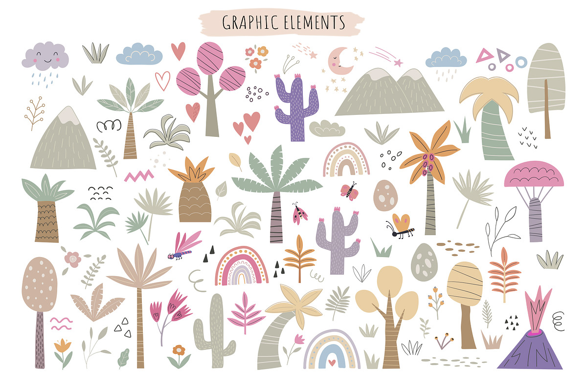 CuteDino clipart, patterns & posters, an Animal Illustration by Nadezhda Mikhailova (Photo 4 of 14)