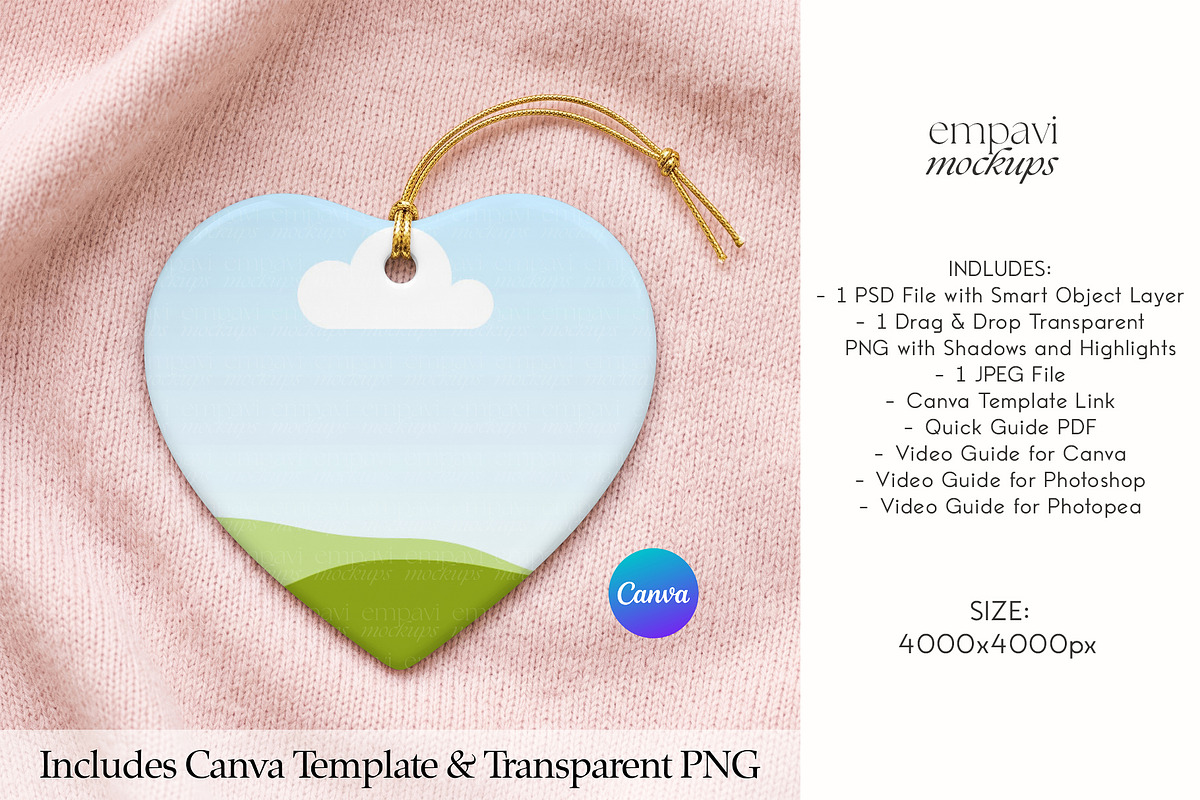Heart Ornament Mockup, a Household Mockup by EmpaviMockups (Photo 3 of 6)