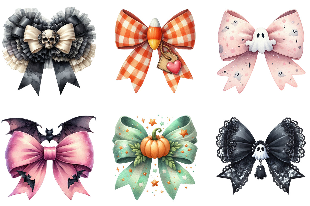 Halloween Coquette Bow Clipart, an Illustration by DreamArtGraphic (Photo 4 of 5)