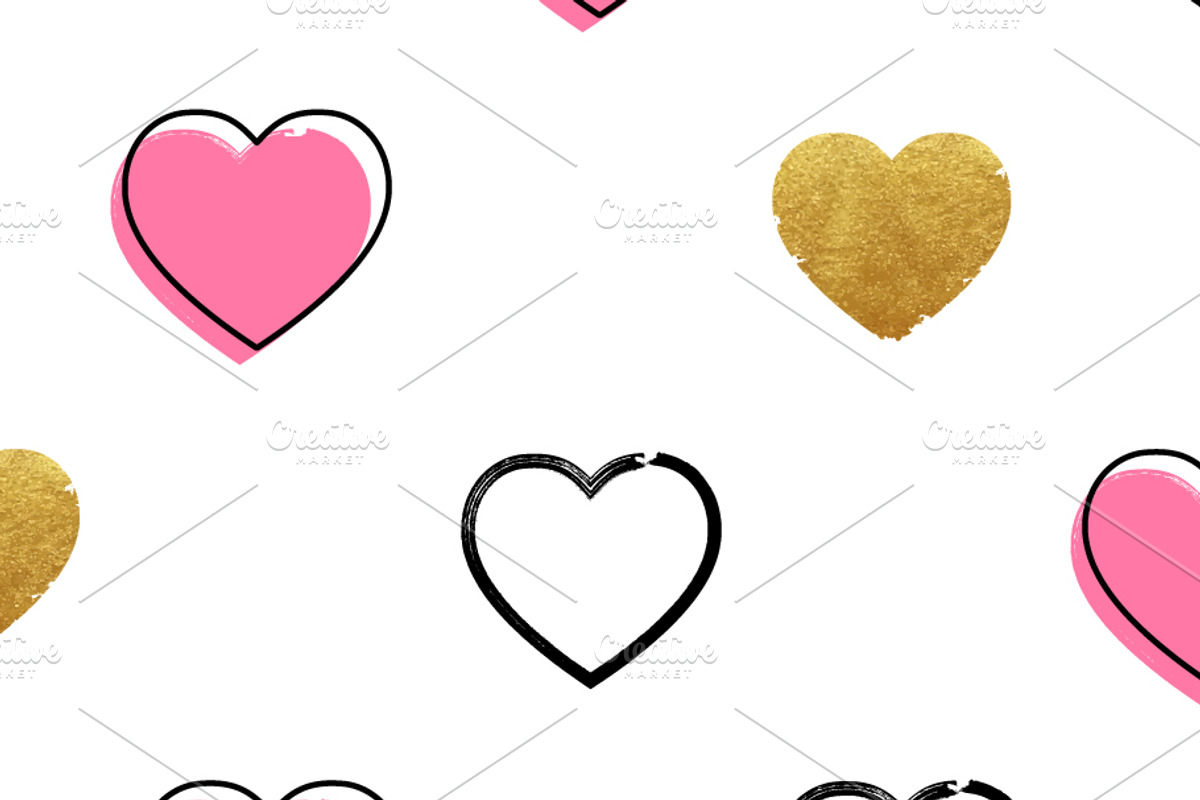 Handdrawn Heart Shape Pattern, a Pattern Graphic by Black White Mouse Design (Photo 2 of 3)