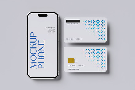 Phone with Credit Card Mockup
