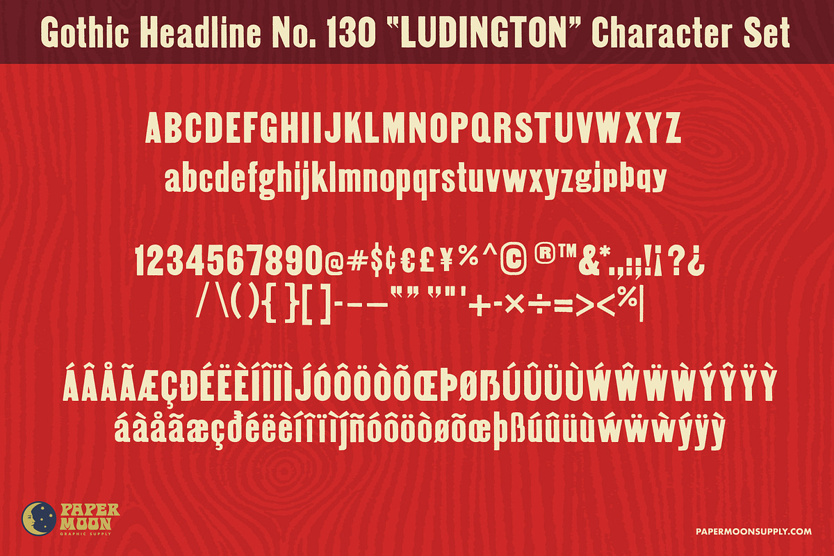 Ludington Vintage Letterpress Font, a Sans Serif Font by Paper Moon Graphic Supply (Photo 5 of 9)