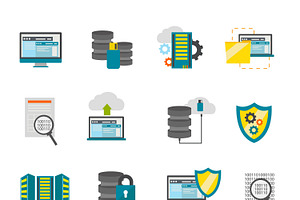 Flat Datacenter Icon Set