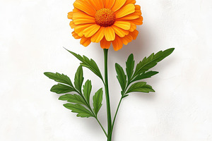 Orange flower botanical illustration, an Abstract Photo by Pixeness Studio