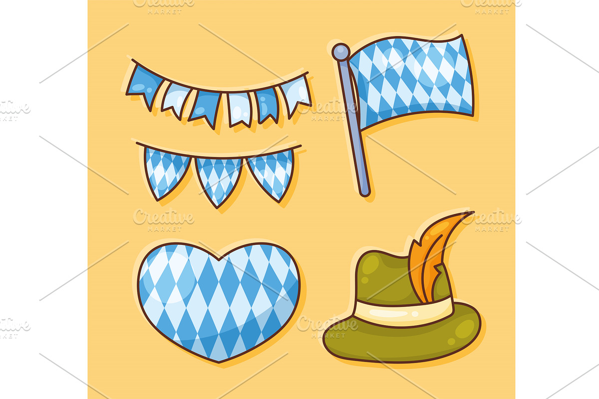five oktoberfest celebration icons, an Illustration by studiogstock
