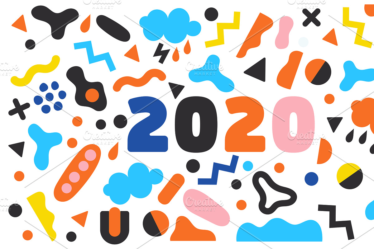 2020 New Year vector background set, a Decorative Illustration by OLLYSWEATSHIRT DSGN INC. (Photo 5 of 5)