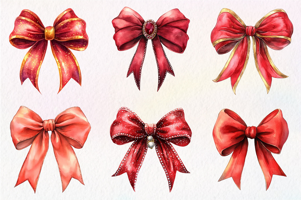 Red Coquette Christmas Bow clipart, an Illustration by Dream Creation (Photo 7 of 7)