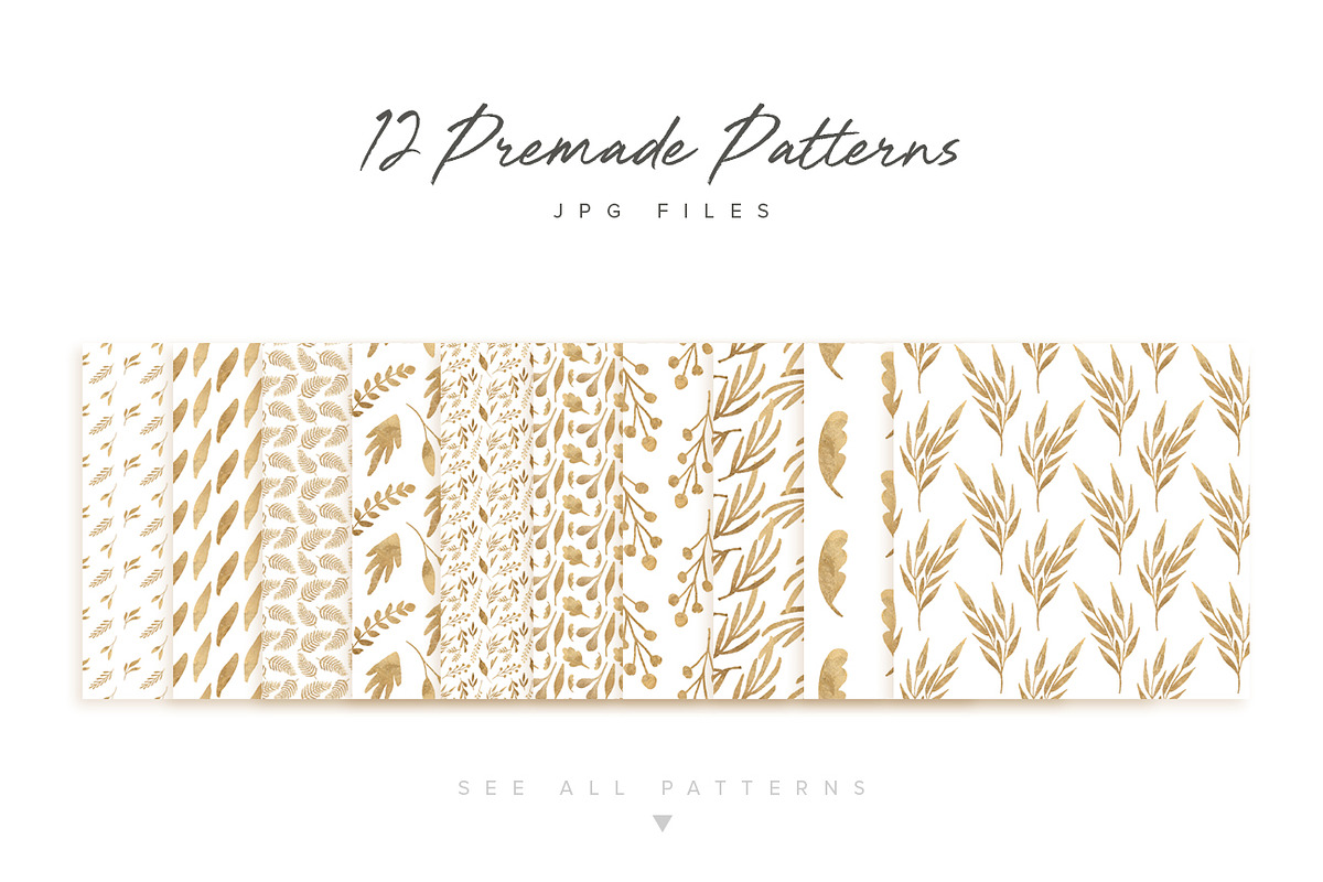 Gold Leaf Design Set, an Object Graphic by Lilac Paperie (Photo 4 of 6)