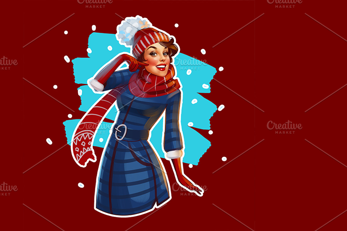Christmas Pin-up girl, an Illustration by Ira Cvetnaya (Photo 3 of 5)