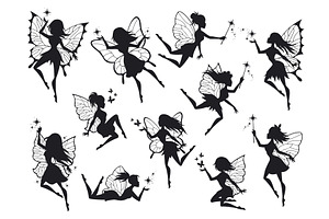 Fairy Silhouettes. Magical Fairies