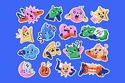 Funny characters with emotions set, a Decorative Illustration by PaperTrident (Thumbnail 1 of 6)