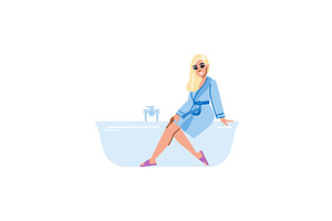 Smiling woman wearing bathrobe, a Person Illustration by pikepicture