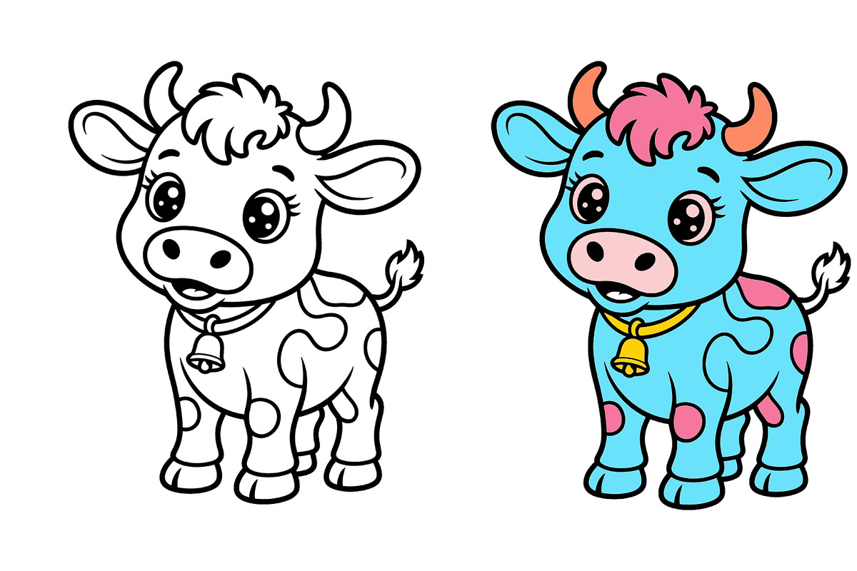 Baby Farm Animals Coloring Clipart, an Animal Illustration by Annudesign (Photo 2 of 3)