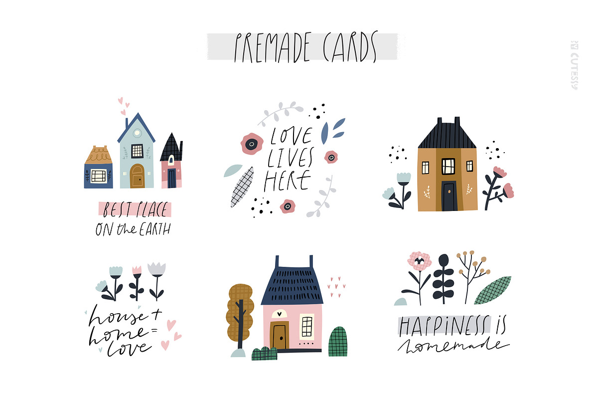 Cute houses and trees, a Decorative Illustration by Olia (Photo 5 of 10)