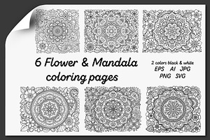 "Flower & Mandala coloring"