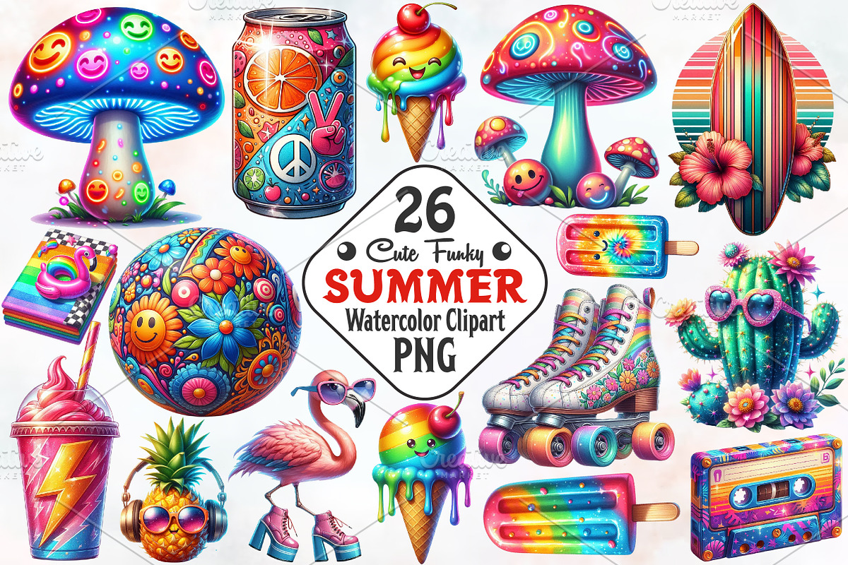 Funky Summer Clipart, an Illustration by RobertsArt (Photo 1 of 7)