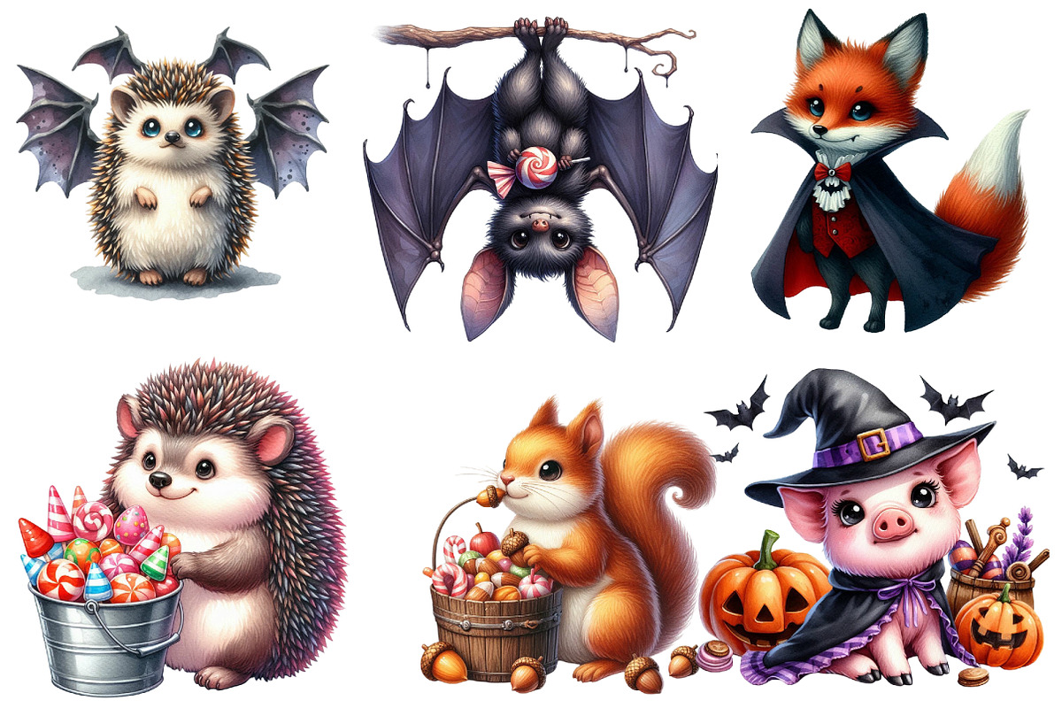 Halloween Animals Clipart, an Illustration by DreamArtGraphic (Photo 2 of 5)