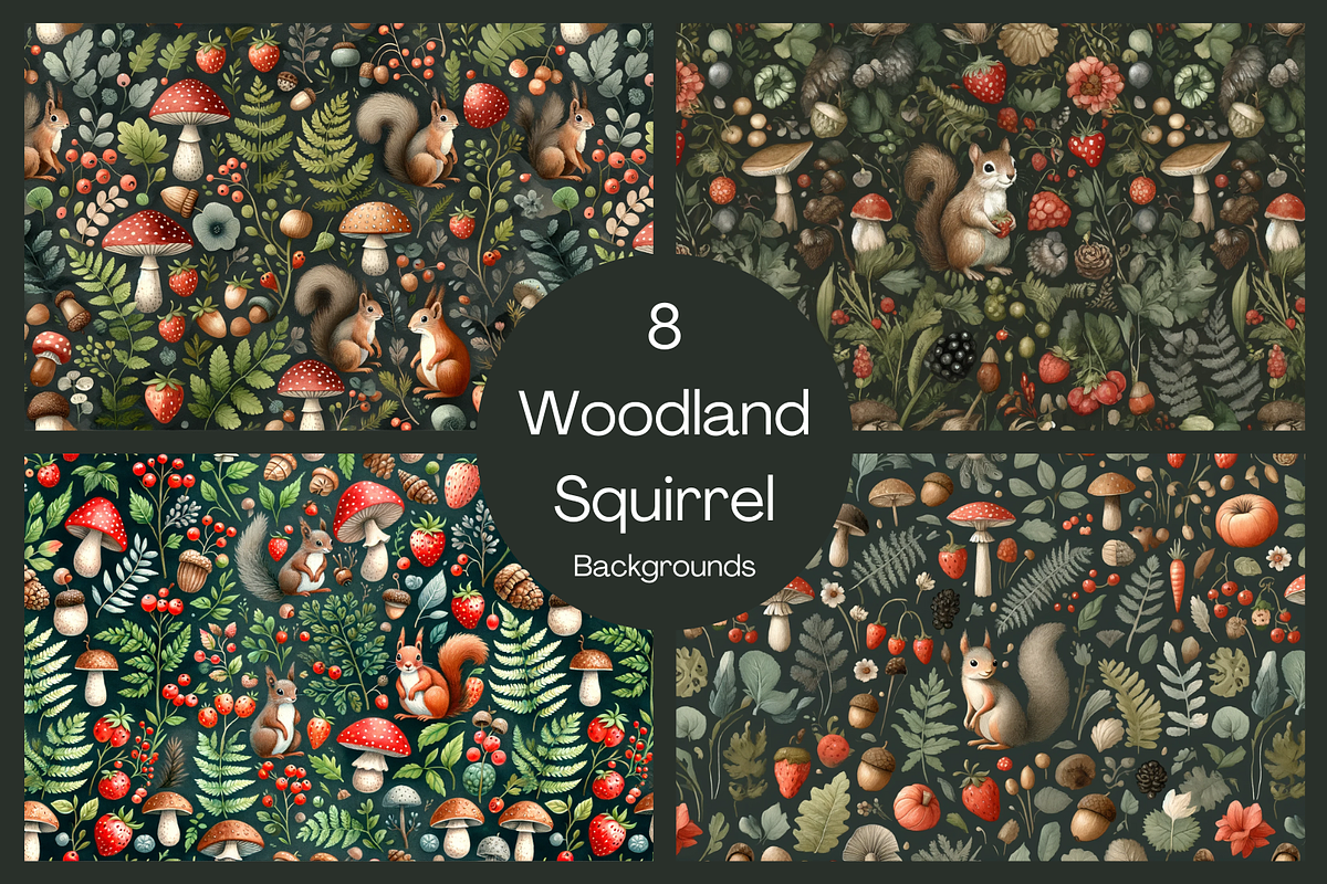 8 Squirrel Toadstool Backgrounds PNG, a Background Graphic by Kitty ...