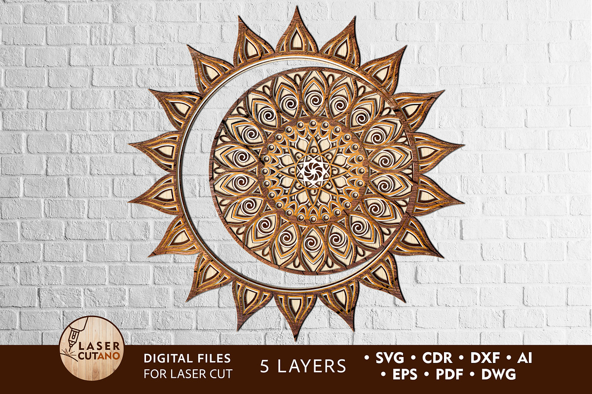 SOLAR ECLIPSE Multilayer Wall Art, a Templates & Theme by LaserCutano (Photo 1 of 6)