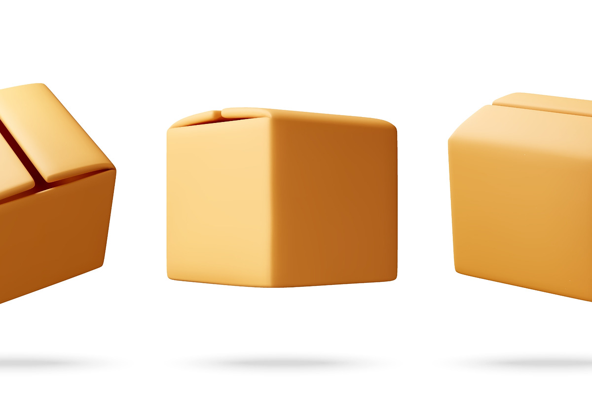 Set of brown cardboard boxes in 3d, an Object Illustration by Abscent (Photo 2 of 3)
