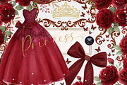 Princess Quinceañera Red Clipart, an Illustration by BigCakeBee (Thumbnail 1 of 3)