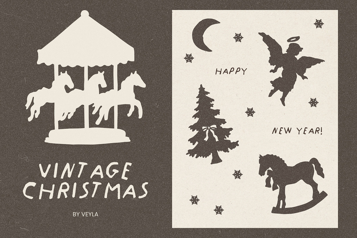 Retro Folk Christmas: 110 Graphics, a Seasonal Illustration by Veyla (Photo 5 of 15)