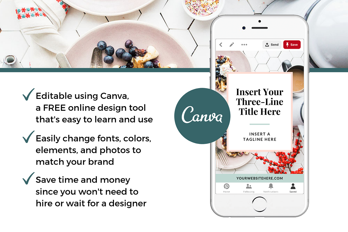 Pinterest Pin Template, a Social Media Template by ProductiveandFree (Photo 4 of 9)