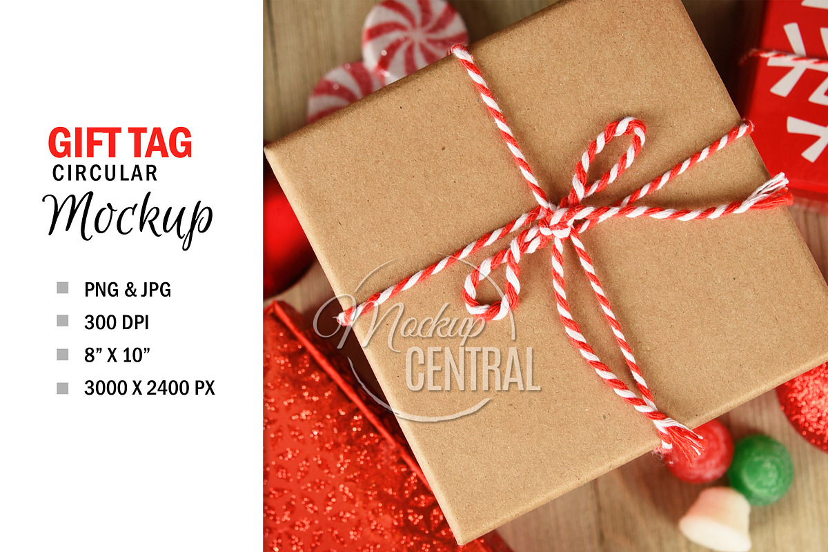 Gift Tag Present Christmas Mockup, a Print Template by HaywireMedia & Mockups (Photo 3 of 3)