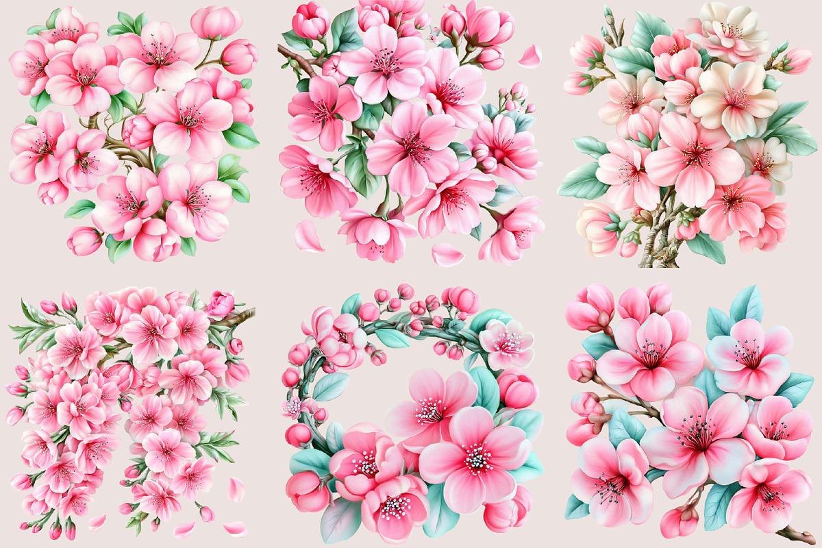 Whimsical Cherry Blossom Clipart, a Seasonal Illustration by SVGArt (Photo 2 of 5)