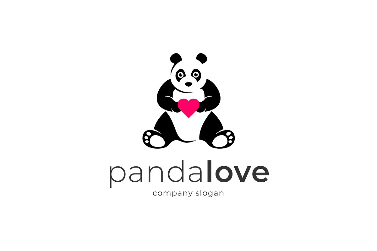 Panda Love Logo, a Branding & Logo Template by Sarten