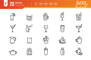 Drink and Alcohol line icons Vector