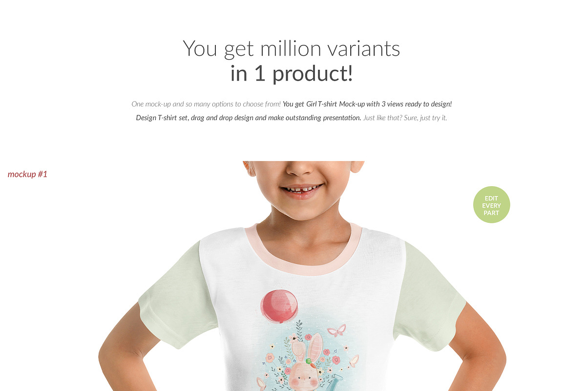 Girl T-shirt 3xMock-ups, a Print Template by Mocca Mockups Store (Photo 3 of 5)