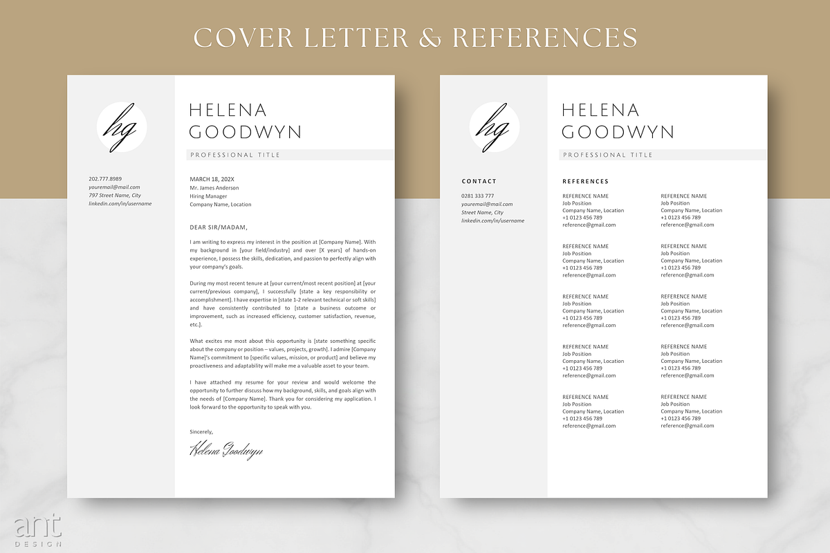 Modern Resume Template - The Helena, a Resume Template by AntDesignStudio (Photo 4 of 9)