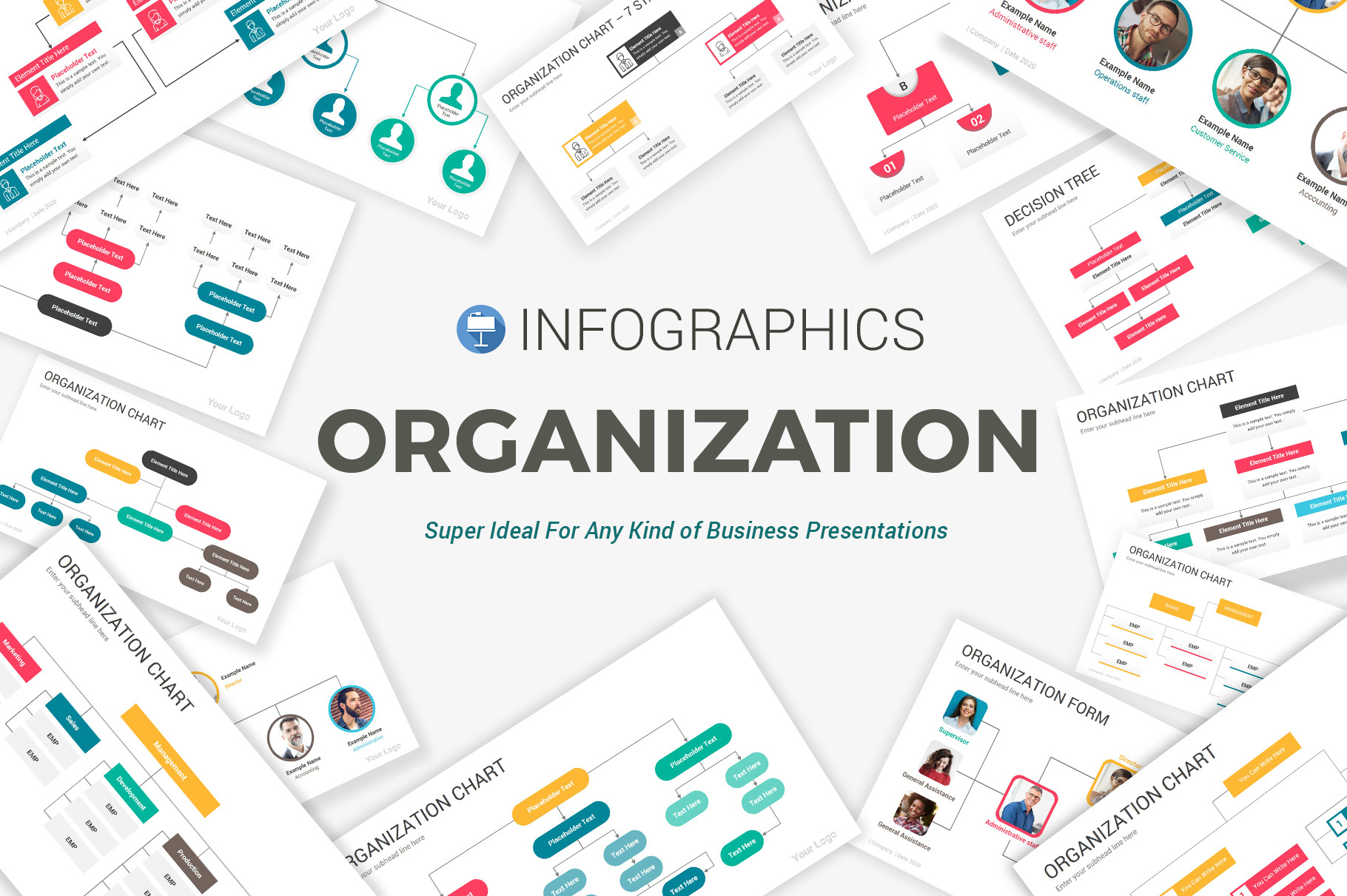 Organization Chart Keynote Diagrams, a Presentation Template by SlideOne