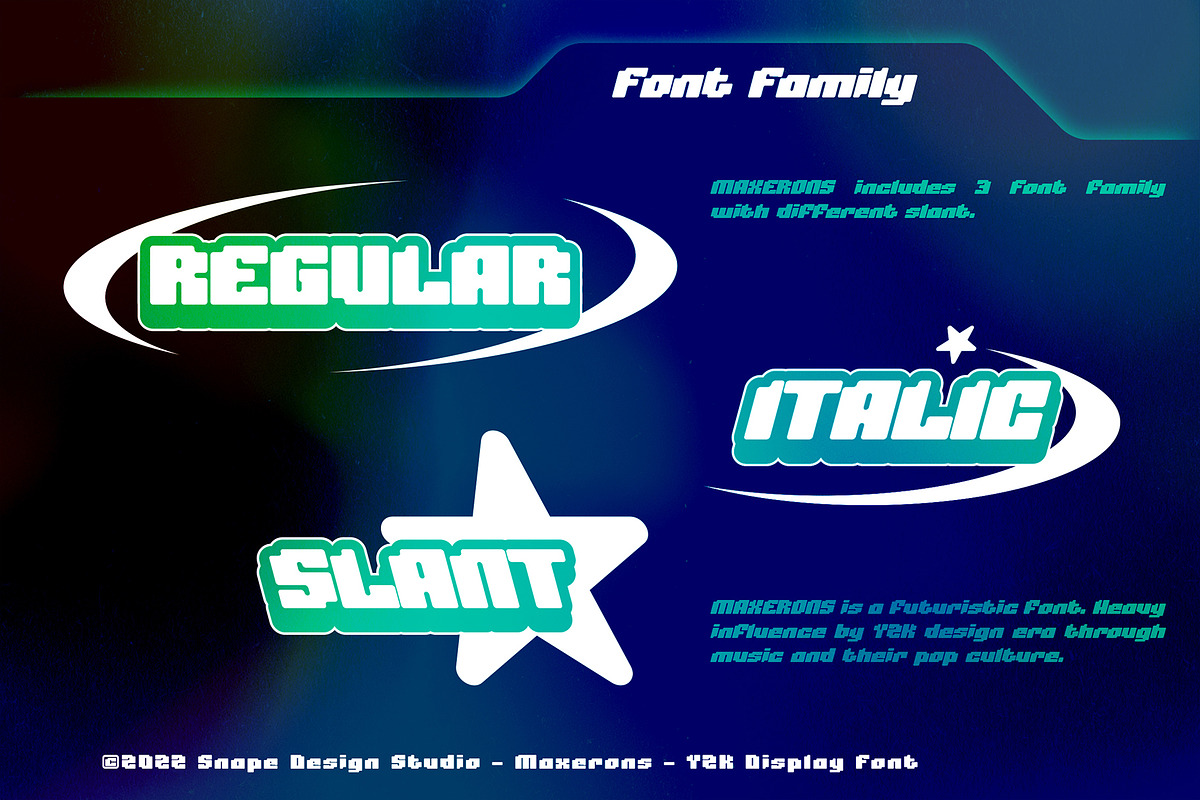 Maxerons - Y2K Font, a Font by Snape Design Studio (Photo 3 of 5)