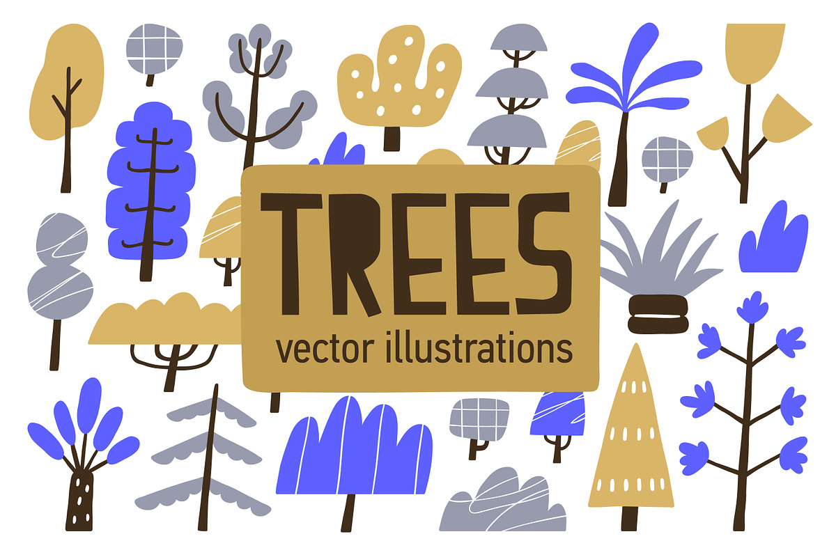 Abstract doodle forest trees set, an Illustration by Good Studio (Photo 1 of 4)