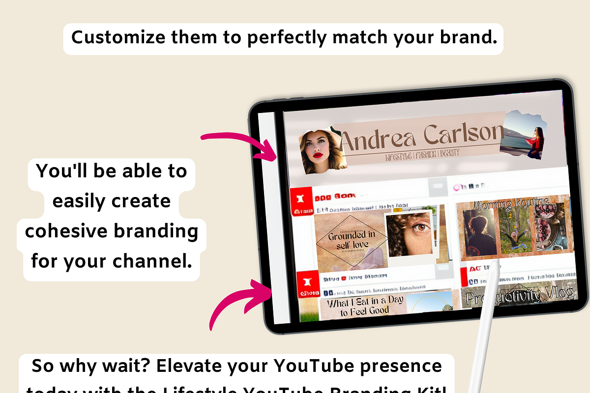 Boho YouTube Branding Kit, a Social Media Template by Chantelle T Illustrations (Photo 4 of 8)