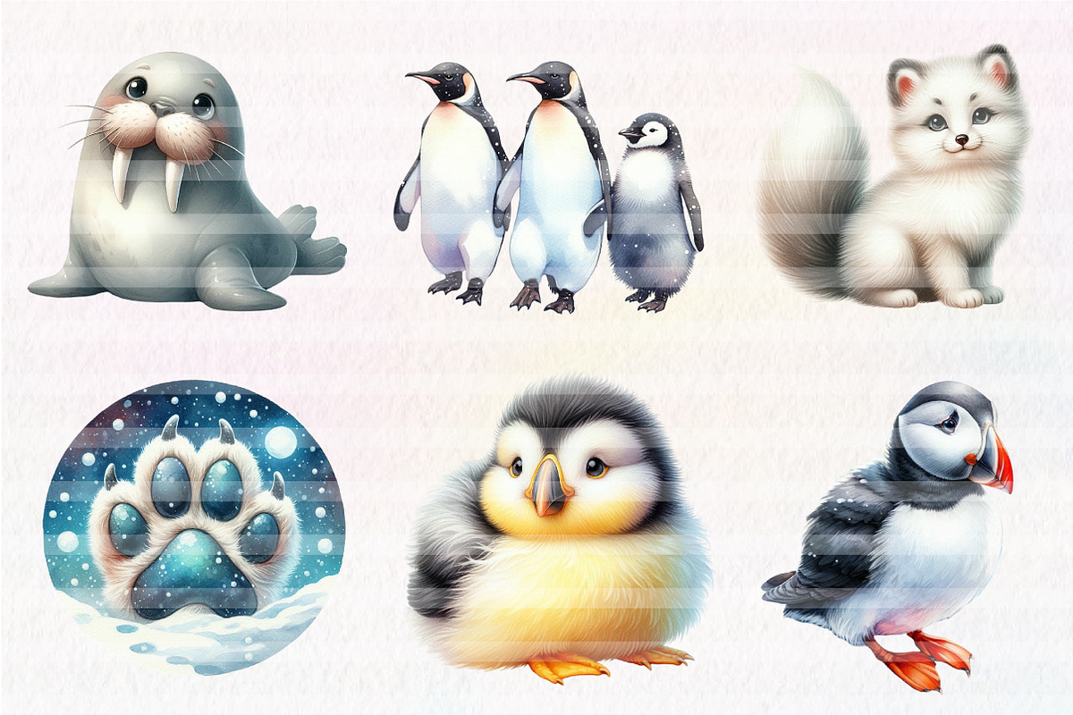 Arctic Animals, Clipart, an Illustration by CreationArt (Photo 4 of 5)