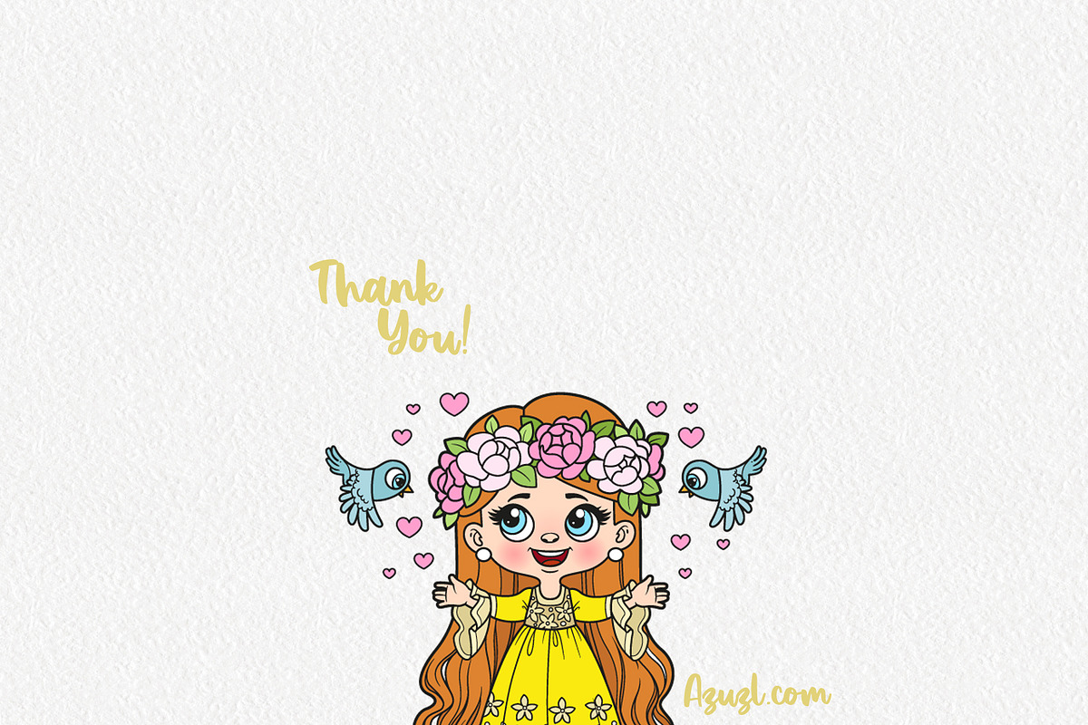 6 cute cartoon longhaired Princesses, an Illustration by Azuzlikus (Photo 4 of 4)